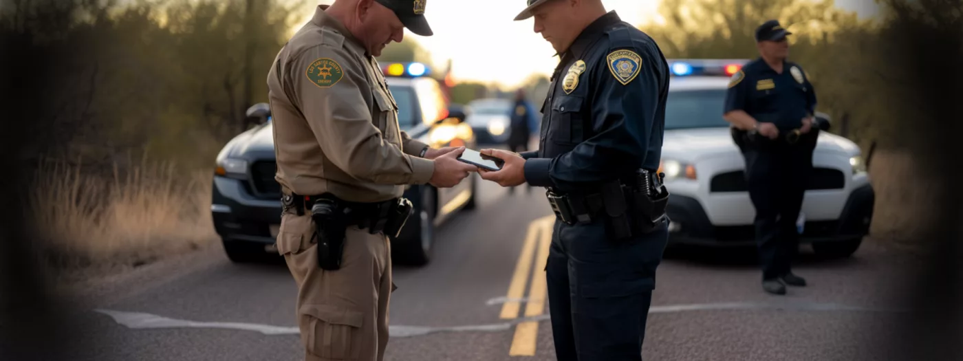 Police officer transferring phone data to another agency